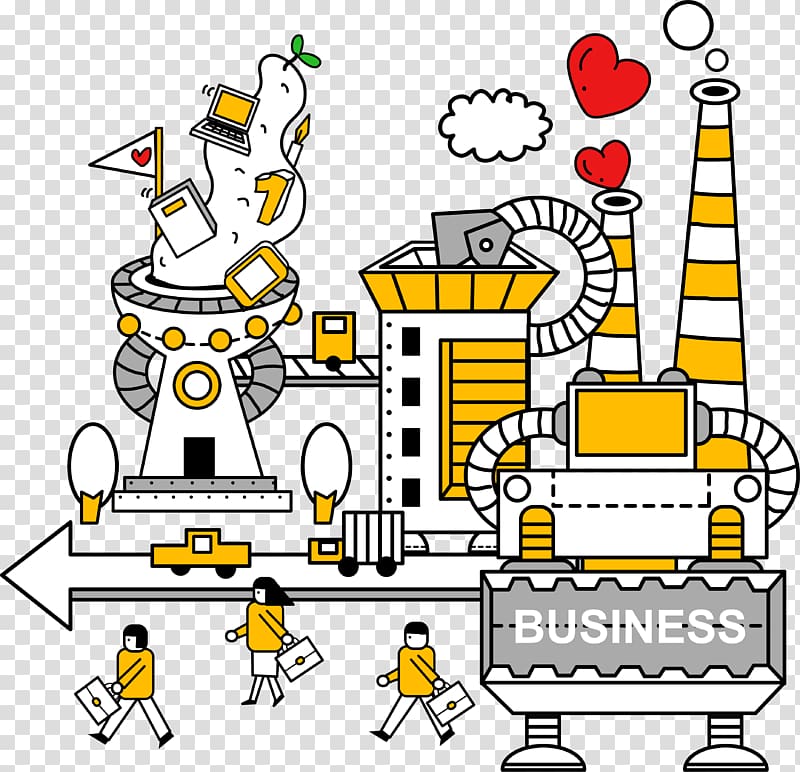 yellow and white machine art, Industry Factory Machine, integrated production industry transparent background PNG clipart