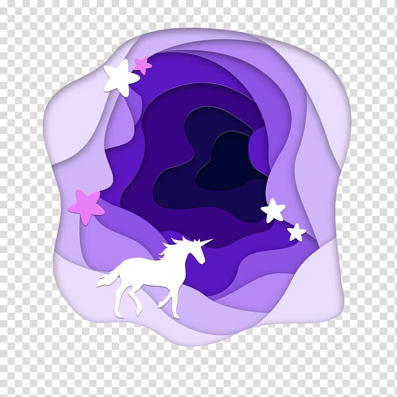 Paper Purple, The effect of purple dream origami Unicorn map transparent background PNG clipart