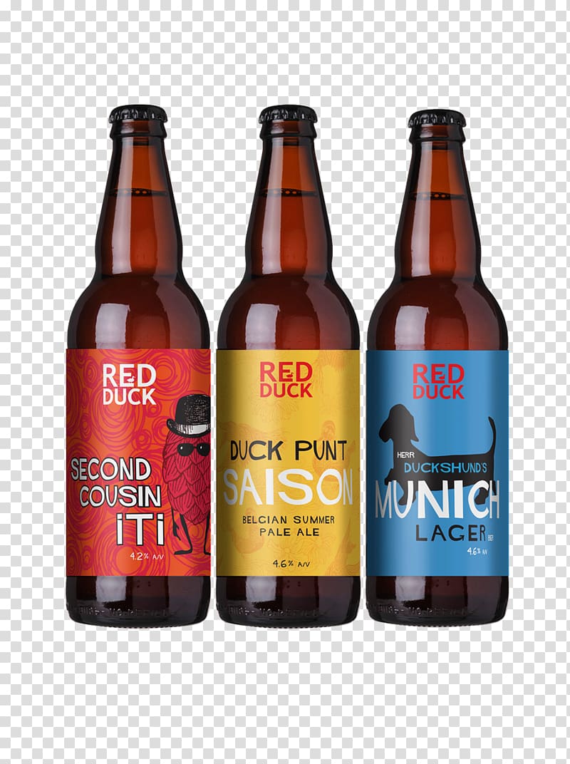 Ale Red Duck Beer bottle Big Helga, beer transparent background PNG clipart
