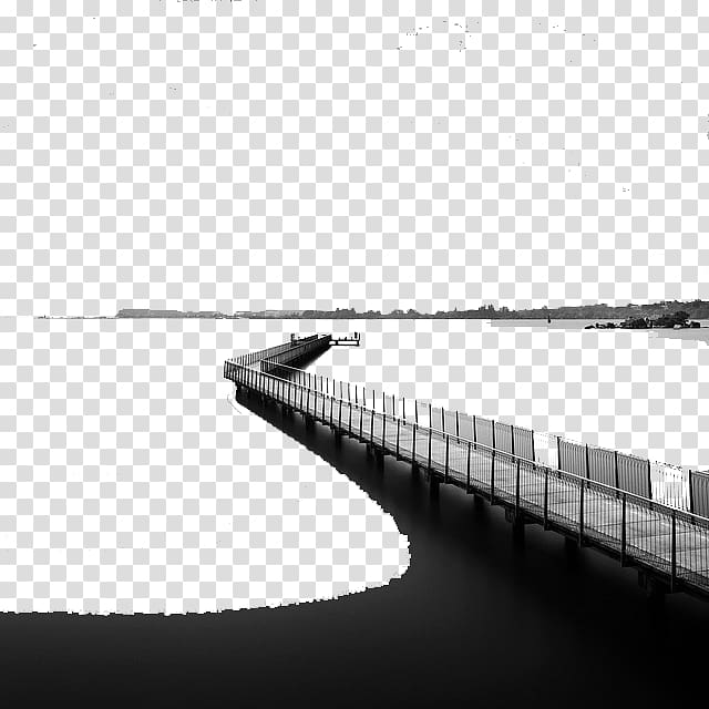 Black and white, Extended bridge transparent background PNG clipart