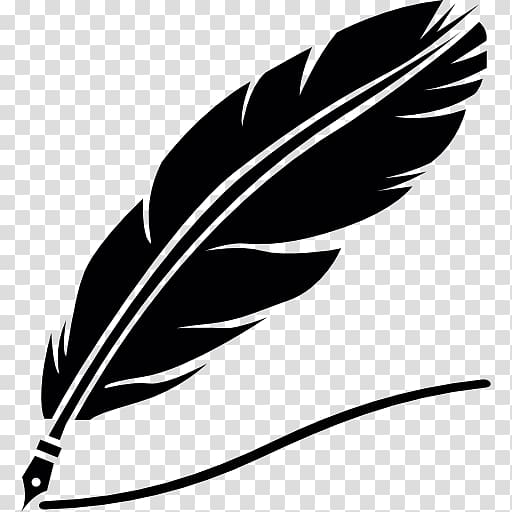 black feather , Quill Paper Inkwell Pen, write transparent background PNG clipart