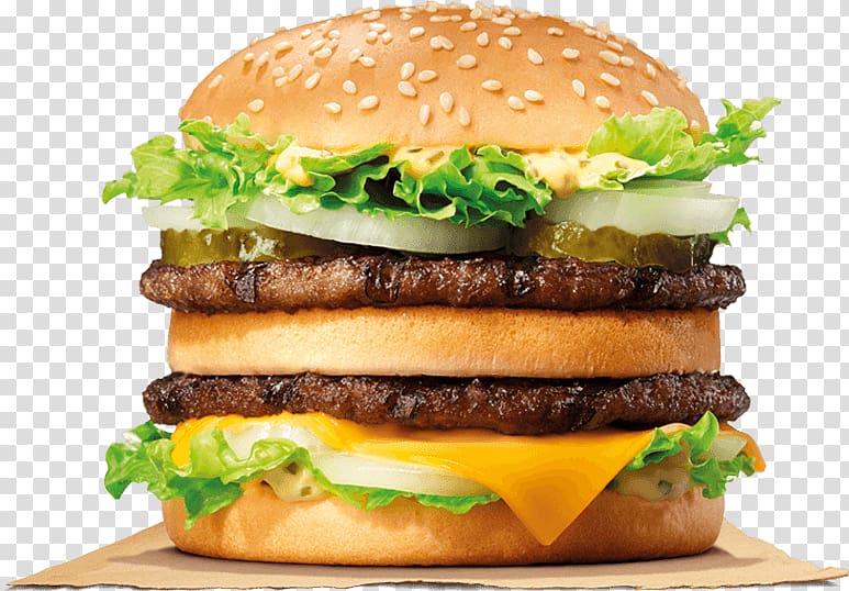 Big King Hamburger Whopper Cheeseburger French fries, lamb burger sliders transparent background PNG clipart