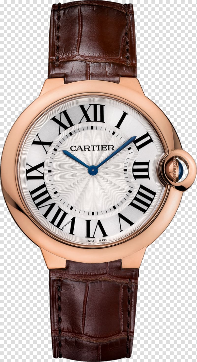 Cartier Ballon Bleu Watch Gold Strap, watch transparent background PNG clipart