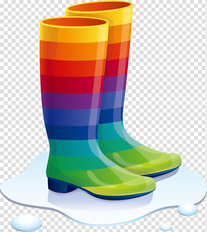 multicolored rain boots, Wellington boot , Rainbow boots cartoon material transparent background PNG clipart