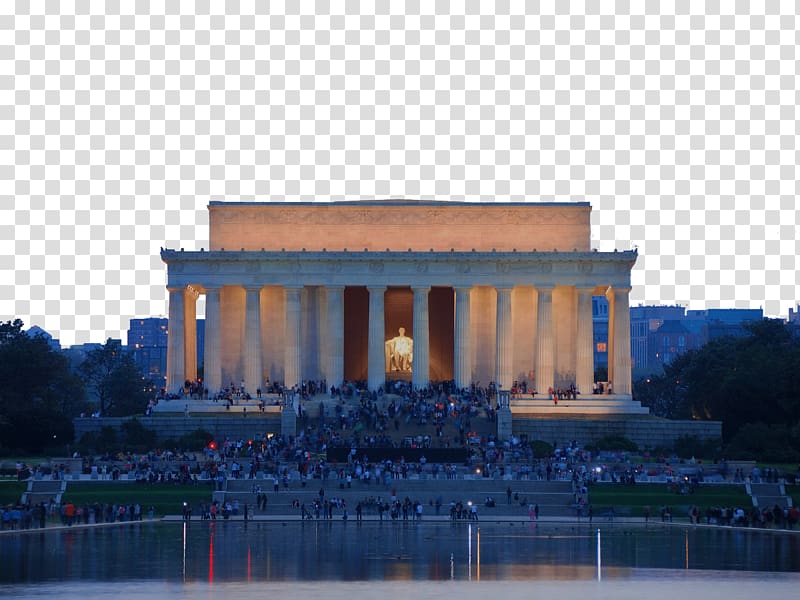 Lincoln Memorial Washington Monument Thomas Jefferson Memorial United States Capitol Abraham Lincoln, Lincoln Memorial at night transparent background PNG clipart