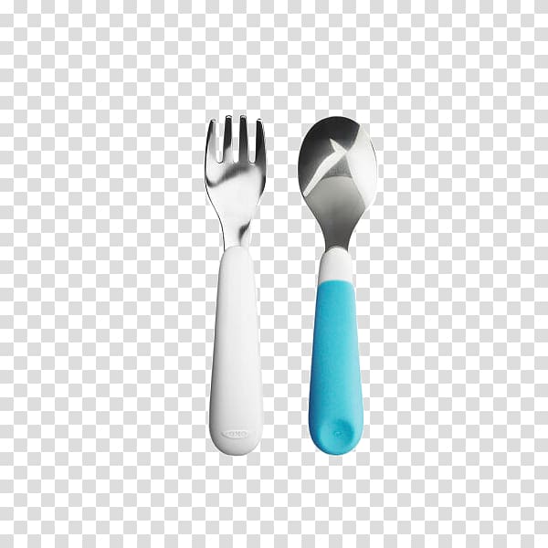 Spoon Fork Cutlery Plate Handle, American children cutlery fork spoon baby suit blue water transparent background PNG clipart
