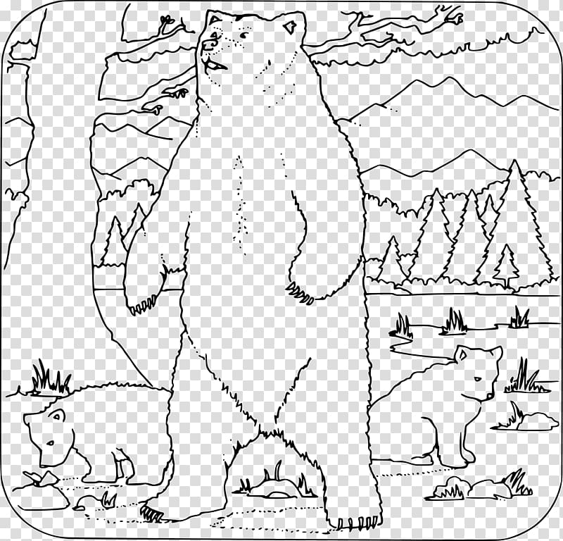 Polar bear Grizzly Bear Family Coloring book, grizzly transparent background PNG clipart