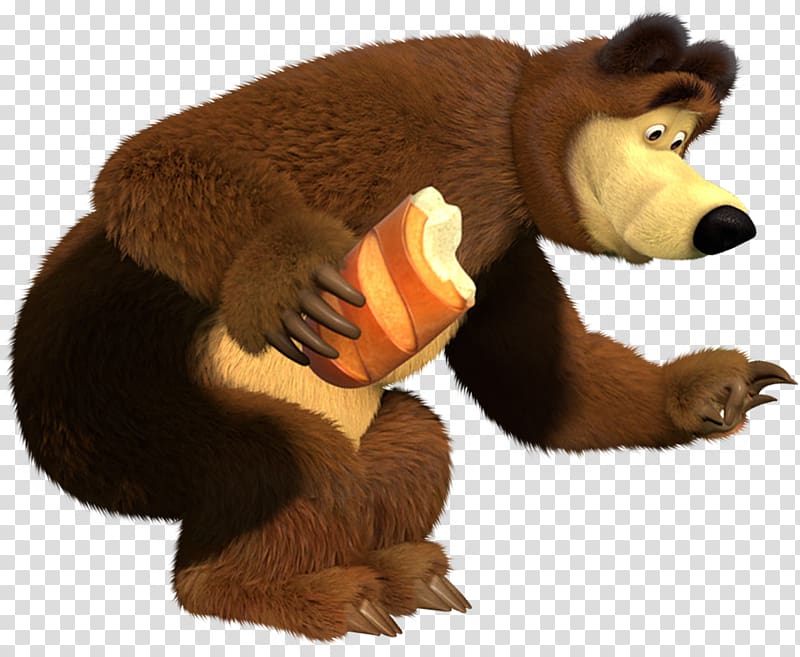 brown and black bear character illustration, Masha Varenye Bear Animated film , masha y el oso transparent background PNG clipart