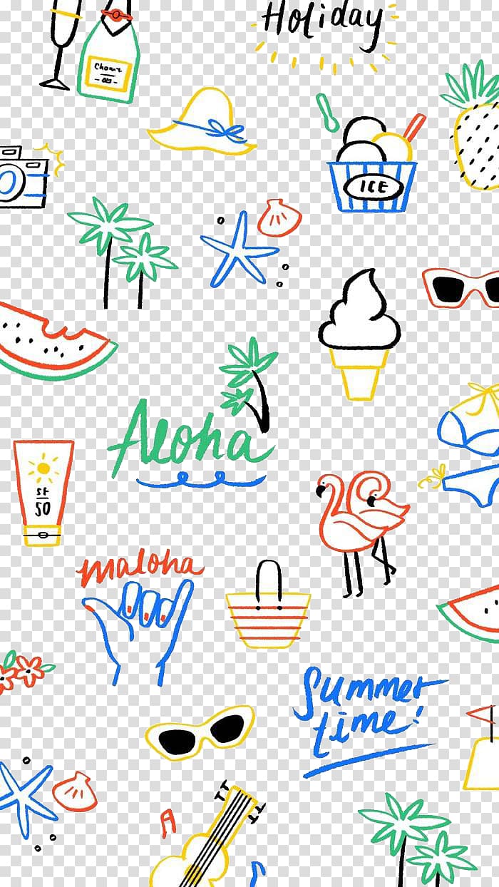Cartoon , Seaside vacation background hand drawing transparent background PNG clipart