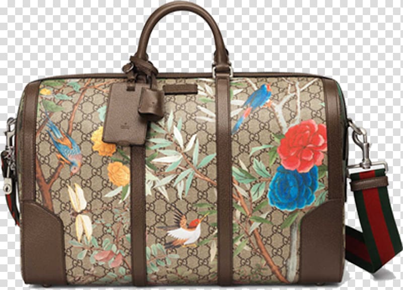 brown leather Gucci 2-way bag, Gucci Duffel bag Handbag, Women bag transparent background PNG clipart