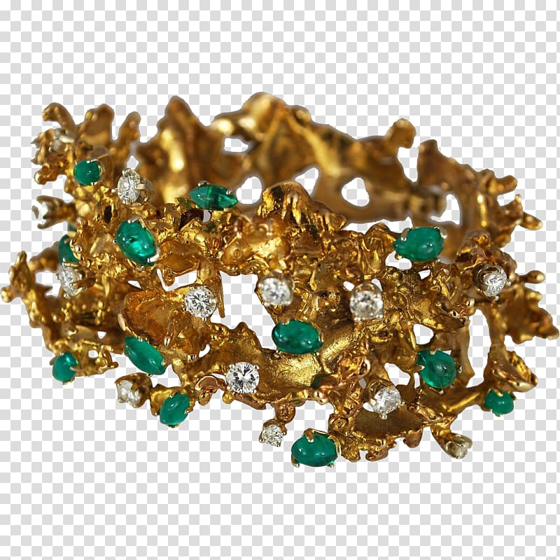 Gold Earring Jewellery Gemstone Emerald, vintage gold transparent background PNG clipart