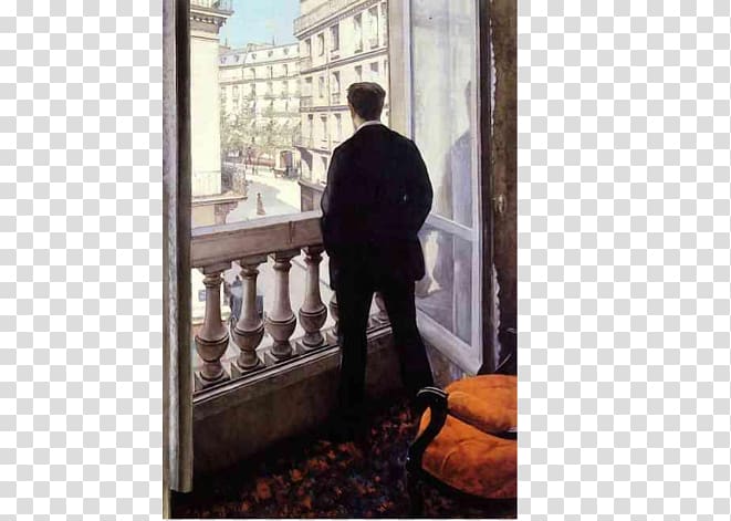 Young Man at His Window Painting Paris Street; Rainy Day Impressionism Art, painting transparent background PNG clipart