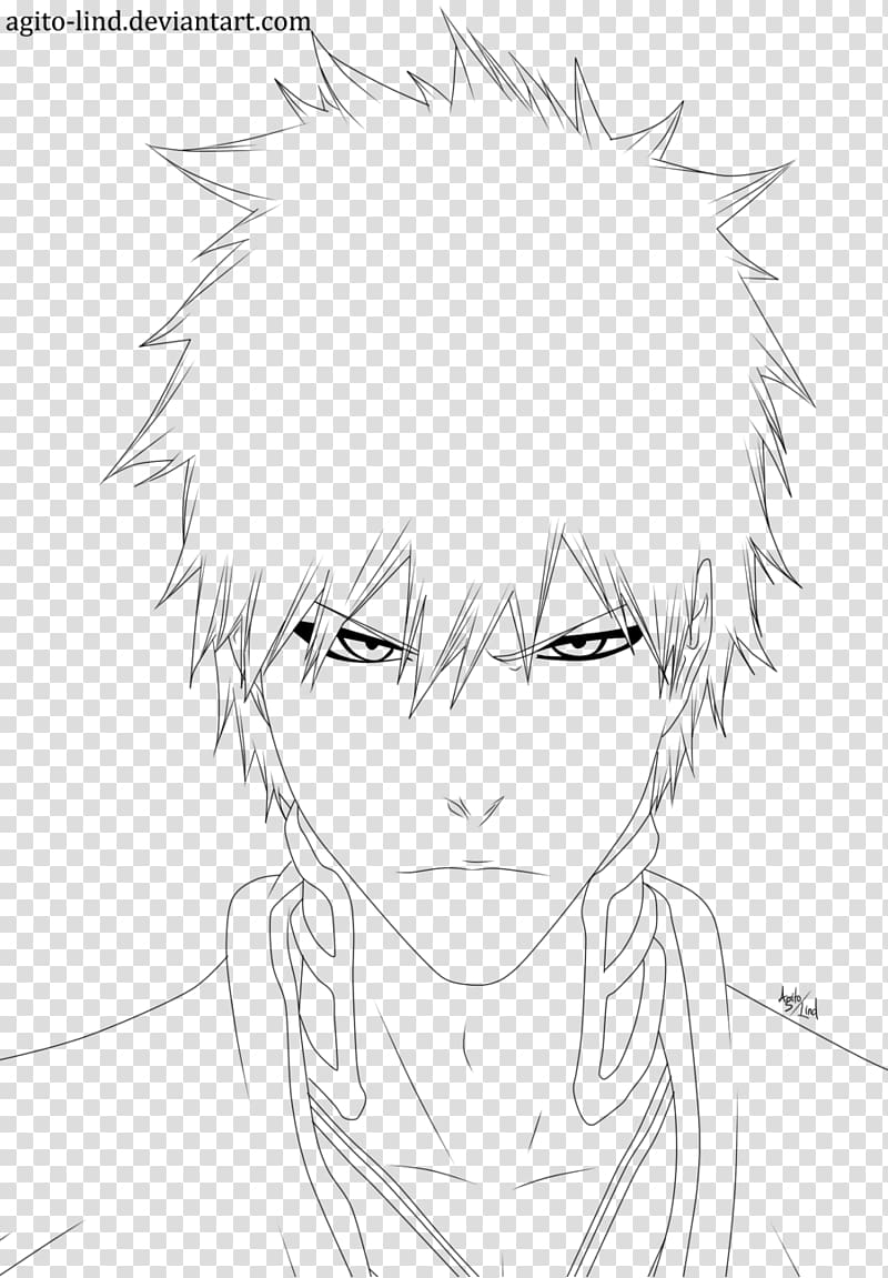 Ichigo Kurosaki Line art Drawing Painting Bleach, ichigo kurosaki transparent background PNG clipart