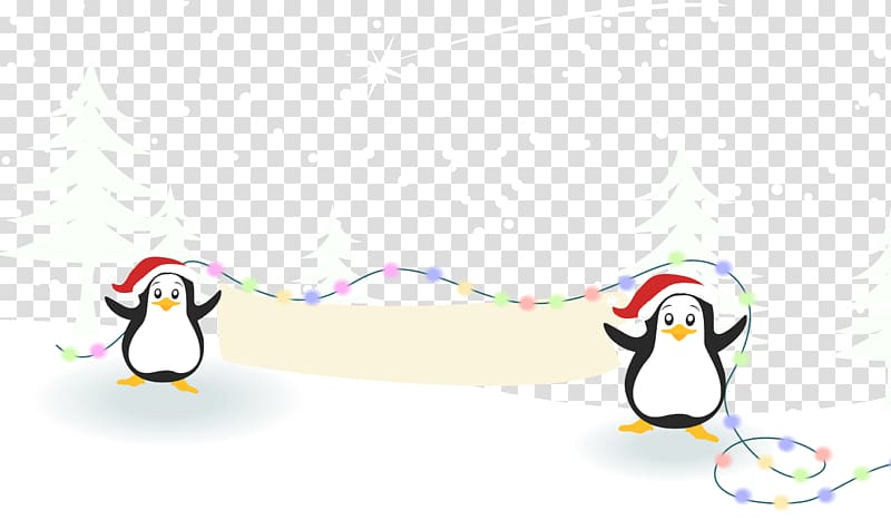 Christmas Snow Poster, Penguins playing in the snow transparent background PNG clipart