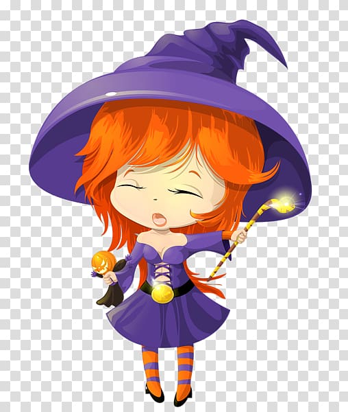 Witchcraft , Purple eyes closed little witch transparent background PNG clipart
