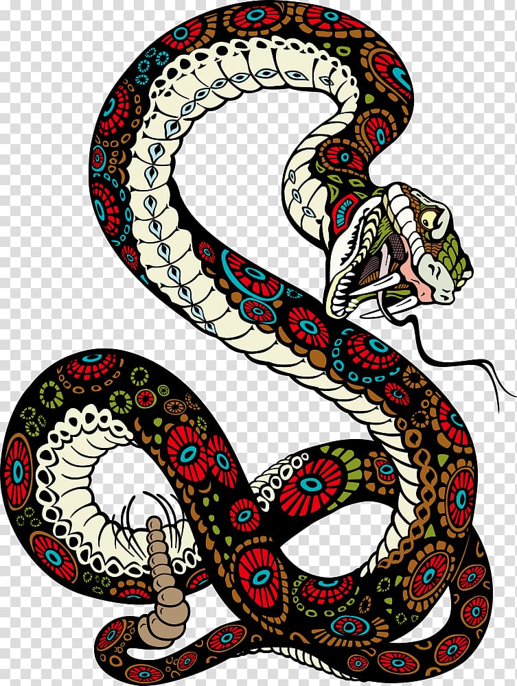 red, black, and white snake illustration, Tiger Snake Lion Illustration, snake transparent background PNG clipart