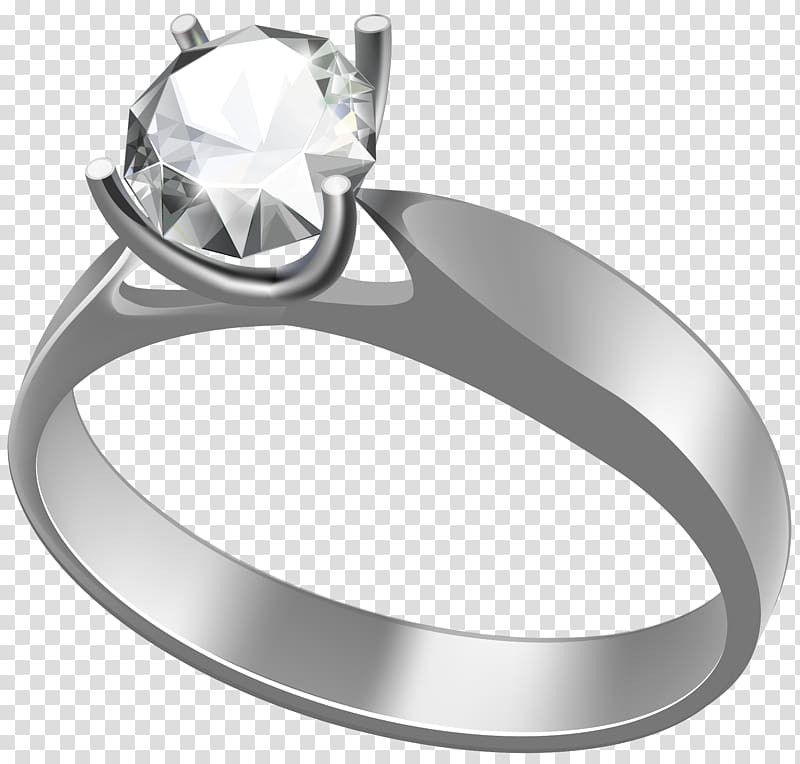 silver-colored ring with clear gemstone illustration, Wedding ring Engagement ring, Engagement Ring transparent background PNG clipart
