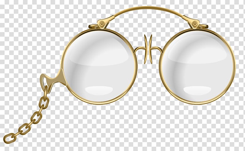 gold and gray glasses with chain illustration, The Pearl Oyster Pearl hunting Nacre, Gold Eyeglasses transparent background PNG clipart