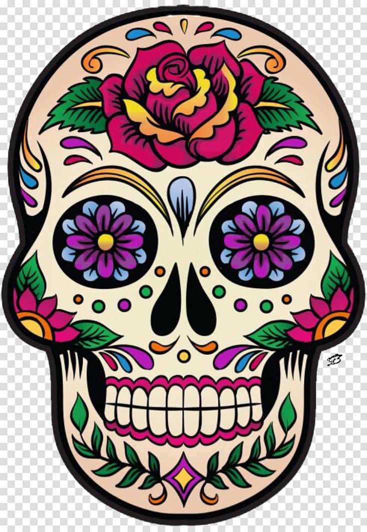 Day of the Dead skull illustration, La Calavera Catrina Mexico Skull and crossbones Day of the Dead, skull transparent background PNG clipart