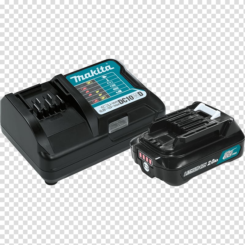 Battery charger Lithium-ion battery Cordless Makita Ampere hour, Battery Charger transparent background PNG clipart