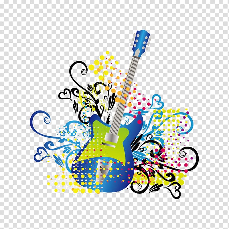 Acoustic guitar Music Illustration, Guitar and background pattern transparent background PNG clipart