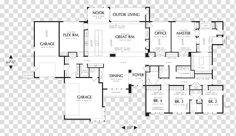 Ranch-style house House plan Floor plan, Modern Home Architectural Sketch transparent background PNG clipart