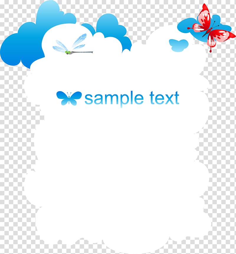 Blue Butterfly clouds and clouds, Hand painted blue clouds transparent background PNG clipart