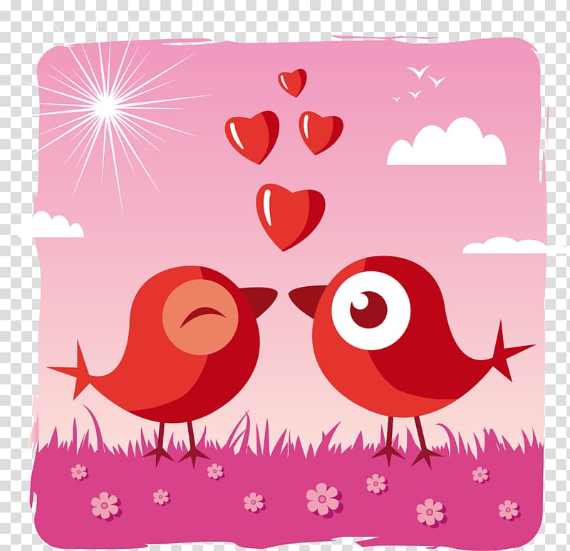 Valentines Day Greeting card Cuteness Wish, Valentine Love Birds transparent background PNG clipart