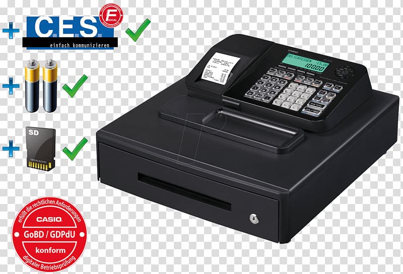 Cash register Point of sale Casio Till roll Sales, cash register transparent background PNG clipart