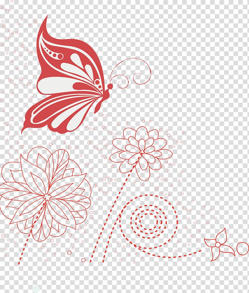 Butterfly net Drawing, Hand-painted floral decoration lines transparent background PNG clipart