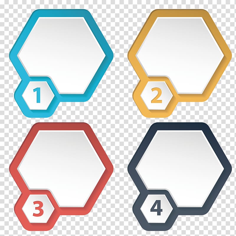 blue, yellow, red, and black hexagonal shapes illustration, Element, PPT Step Diagram transparent background PNG clipart