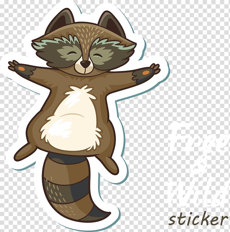 Raccoon illustration Illustration, Cute little raccoon sticker illustration transparent background PNG clipart