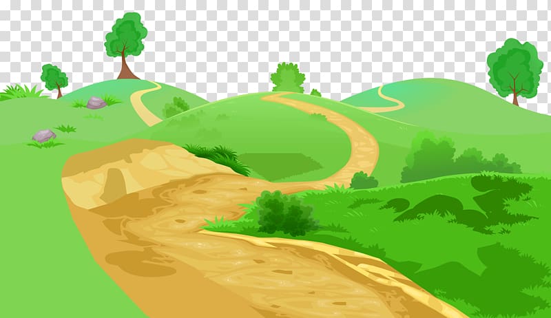 green mountain illustration, , Grass and Pathway transparent background PNG clipart