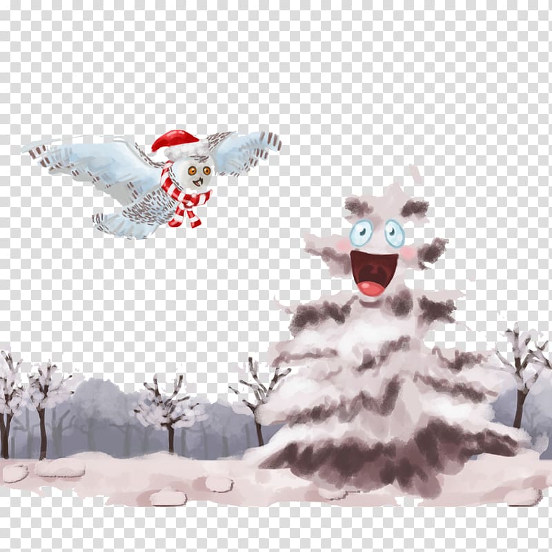 Owl Snowman Doll Illustration, Creative Design Owl Snowman transparent background PNG clipart