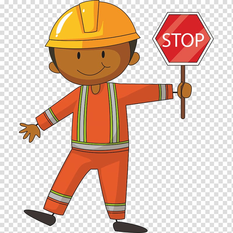 Construction worker Stop sign , others transparent background PNG clipart