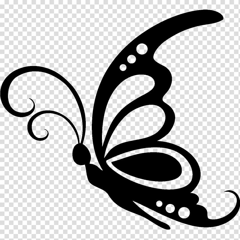 black butterfly illustration, Butterfly Silhouette Drawing Stencil , hand-painted butterfly transparent background PNG clipart