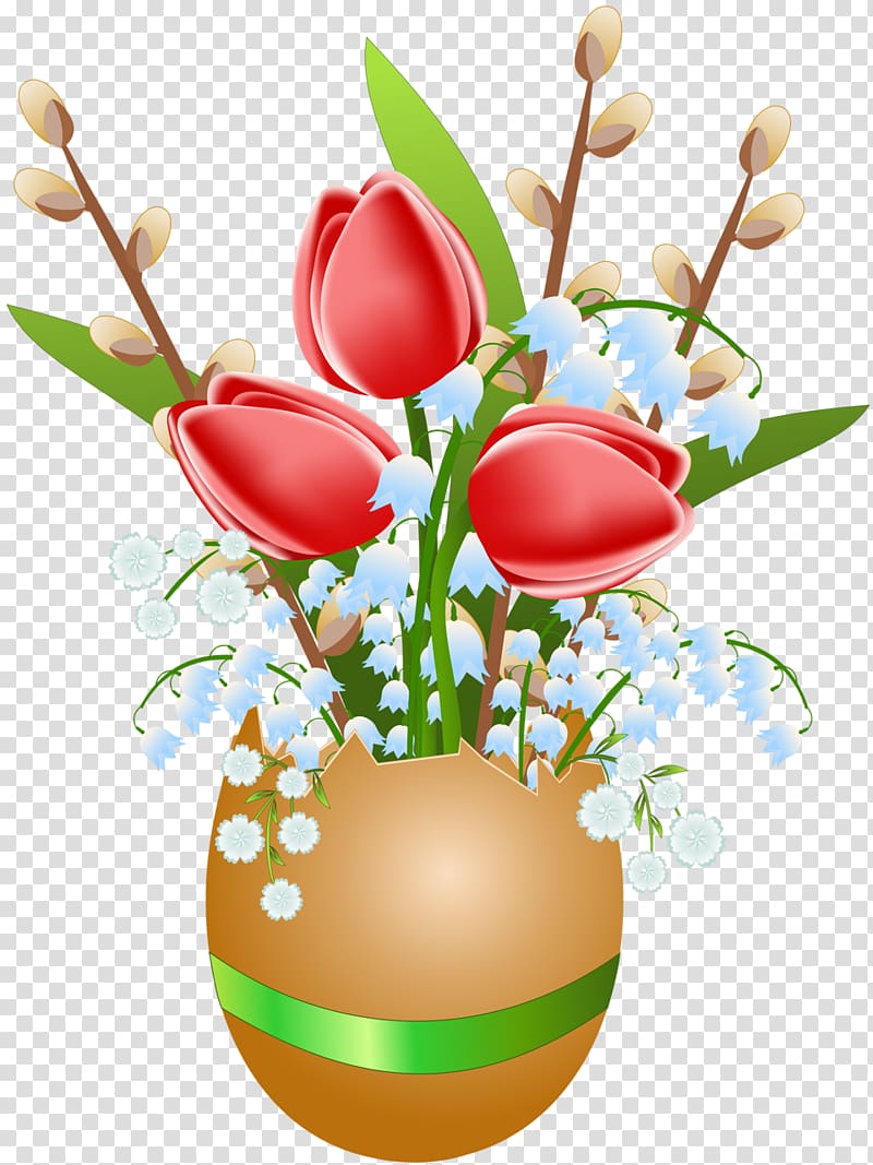 Easter egg Paschal greeting Flower bouquet , Happy easter transparent background PNG clipart