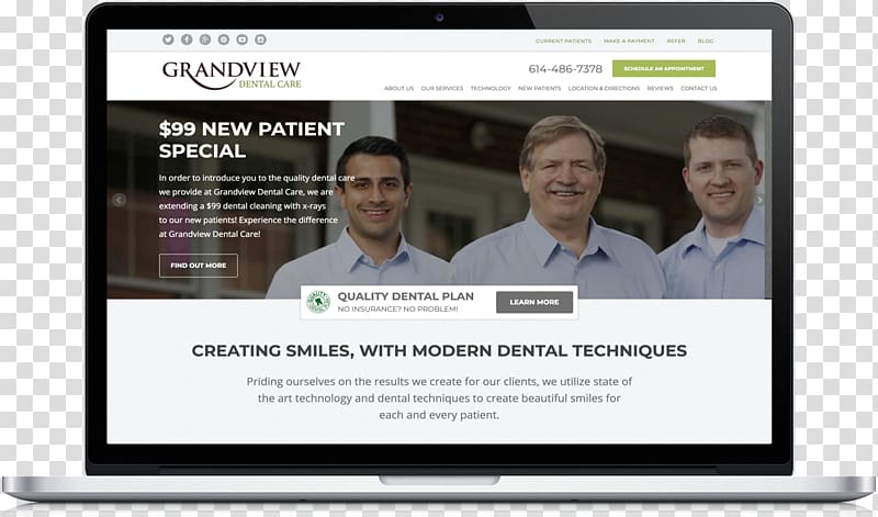 Web development Web design Grandview Dental Care Webmaster Business, dental care transparent background PNG clipart