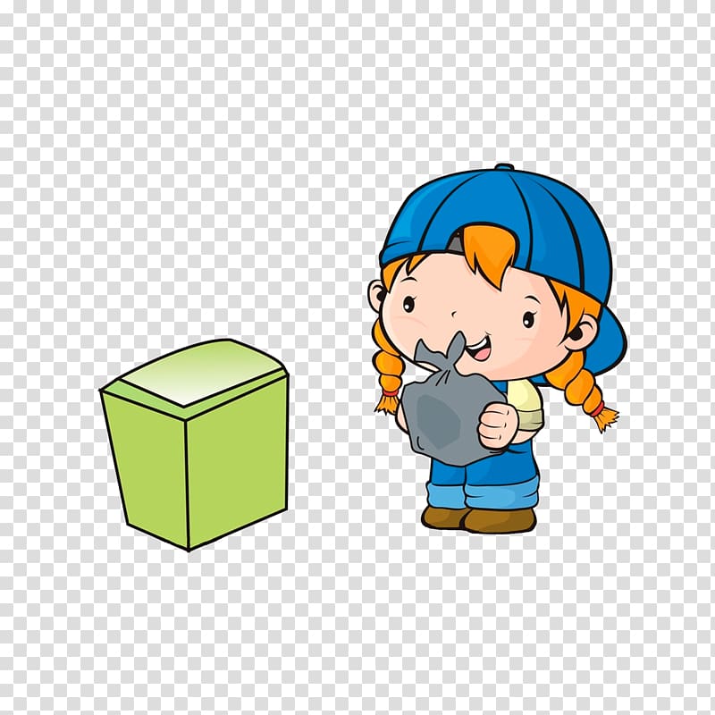 Little girl throwing rubbish transparent background PNG clipart
