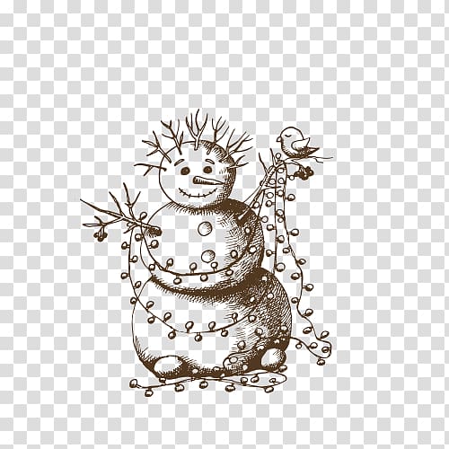 Christmas Drawing, snowman transparent background PNG clipart