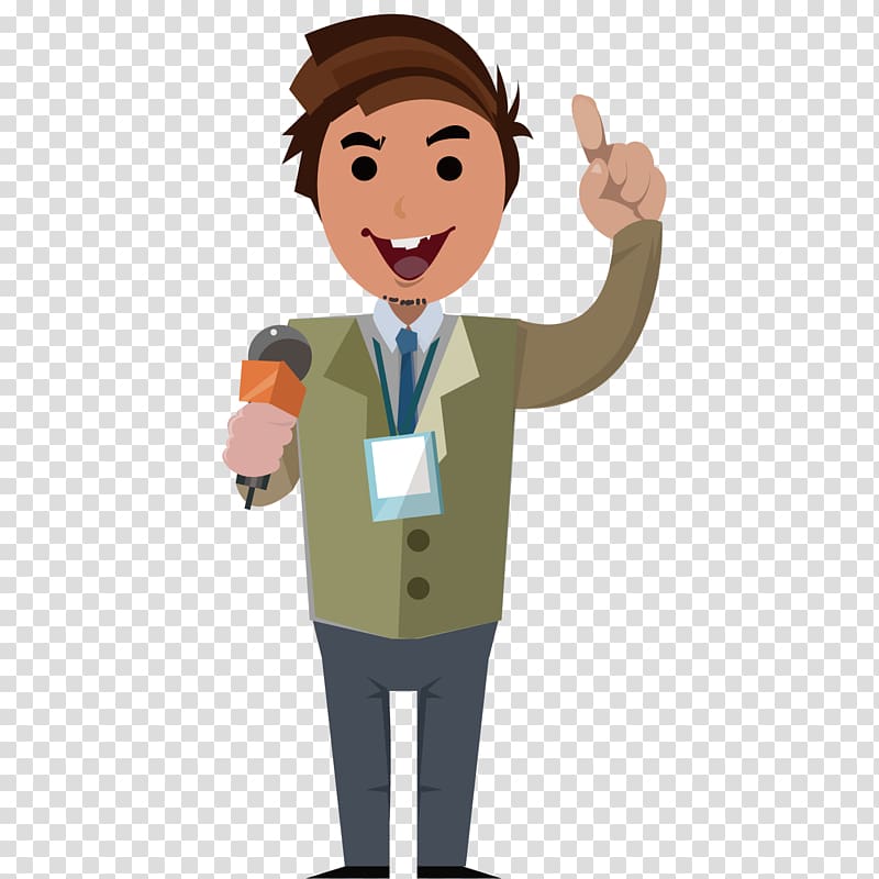man holding microphone illustration, Journalist illustration Journalism Illustration, Reporter is speaking transparent background PNG clipart