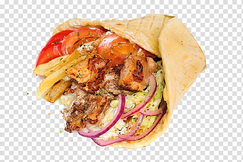 beef shawarma , Gyro Shawarma Doner kebab Souvlaki Pita, Tomato onion pancake fruit creative background transparent background PNG clipart
