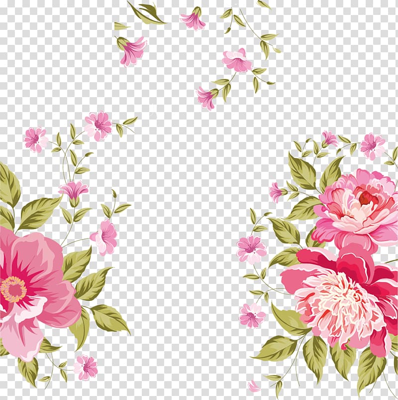 pink and white petaled flowers illustration, Rose Rose background material sea transparent background PNG clipart