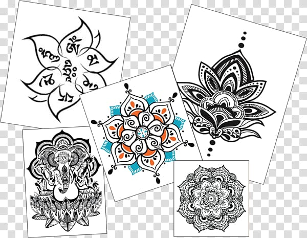 Abziehtattoo Henna Body art Body painting, mandala yoga transparent background PNG clipart