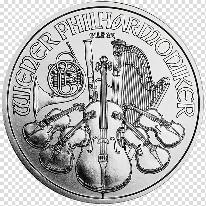 Bullion coin Silver coin Vienna Philharmonic, silver bar transparent background PNG clipart