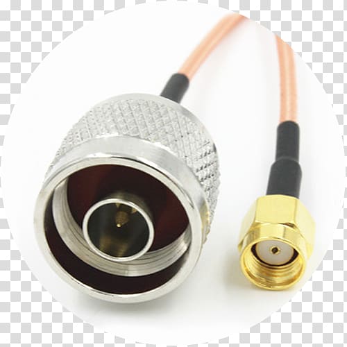 Coaxial cable RP-SMA SMA connector, Pigtail transparent background PNG clipart