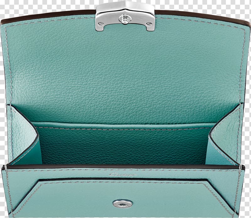 Handbag Wallet Aquamarine Leather Cartier, Green Business Card transparent background PNG clipart