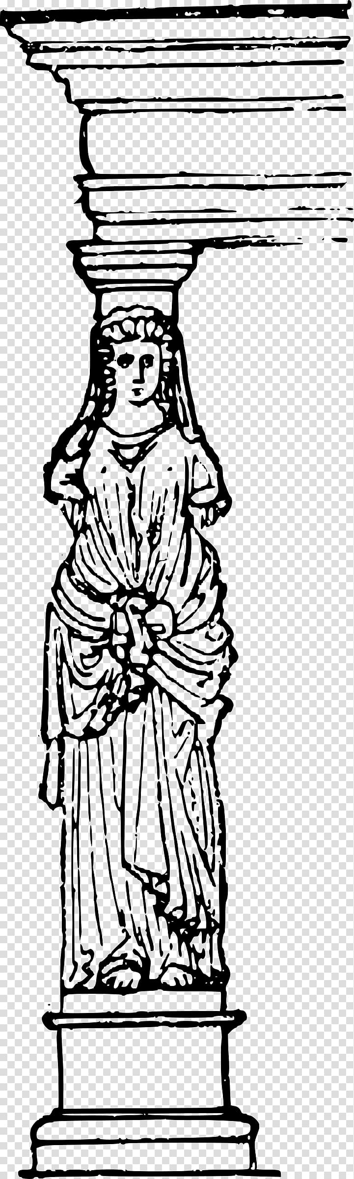 Line art Drawing Caryatid Architecture, column transparent background PNG clipart