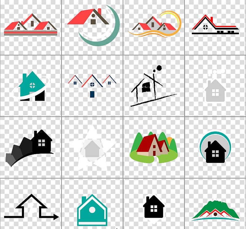 assorted-color lot collage, Logo House Real Estate Euclidean Icon, 16 of the Real Estate logo design material transparent background PNG clipart
