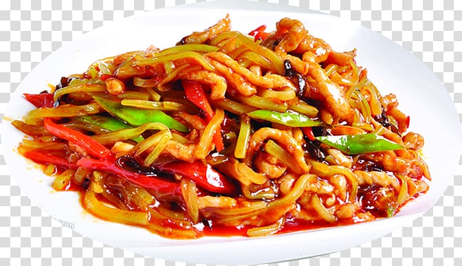 Chow mein Chinese noodles Lo mein Mie goreng Fried noodles, Rich flavored pork Hotel transparent background PNG clipart